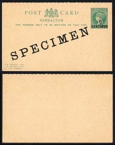 Gibraltar HG12 5c on 1/2d Green on Buff Reply card  opt Specimen