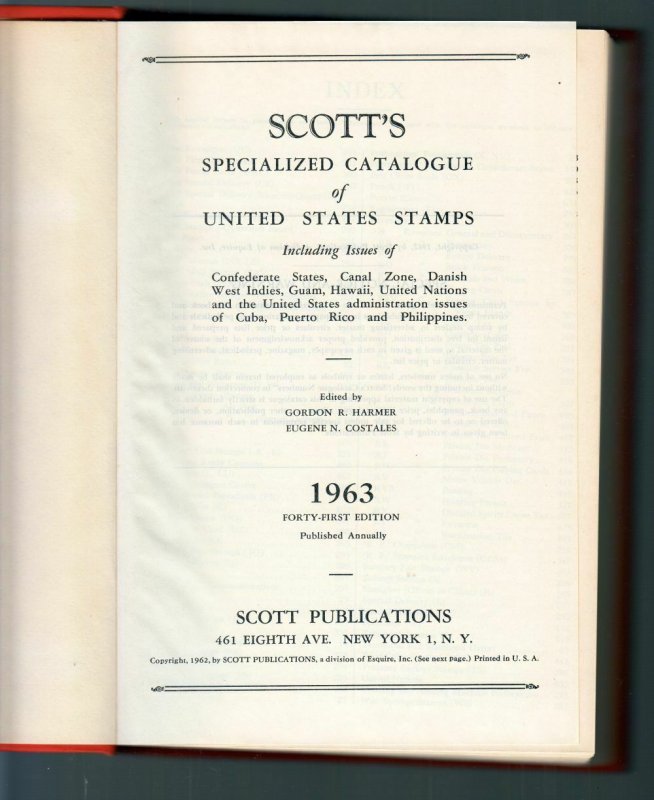 1963 Scott United States Specialized Stamp Catalog 650 pages hardbound