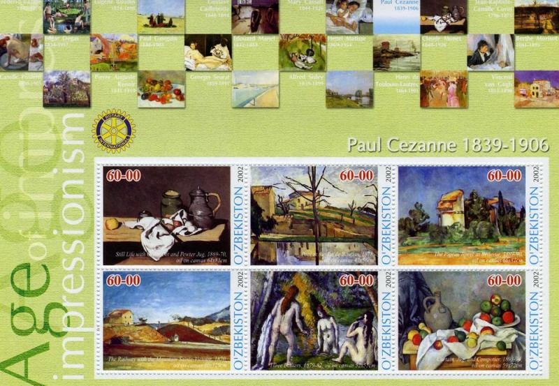 Uzbekistan 2002 PAUL CEZANNE Paintings Sheet Perforated Mint (NH)