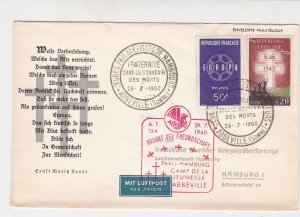 France 1960 Airmail to Hamburg Abbeville Cancels & Slogan Stamps Cover Ref 29810