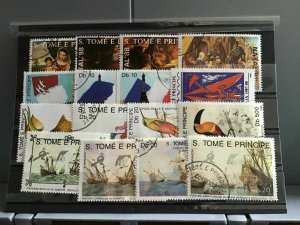 S.Tome E Principe mixed inc paintings and birds   stamps R25263