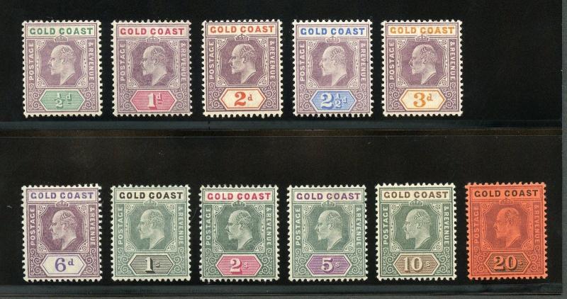 GOLD COAST SCOTT#38/43,SG#38/48  MINT LIGHT HINGED--SCOTT $473.00