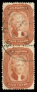 momen: US Stamps #27 Used Pair VF Weiss Cert