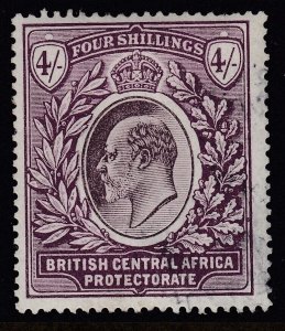 SG 64 British Central Africa 1903-04. 4/- dull & bright purple. Very fine used..