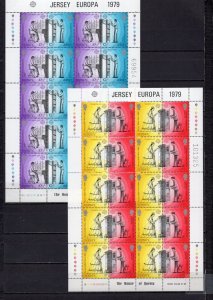 JERSEY 1979 YEAR EUROPA/POSTAL HISTORY SET OF 2 SHEETS OF 20 STAMPS MNH