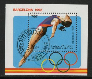 Thematic stamps LAOS 1992 OLYMPICS M/S1287 used