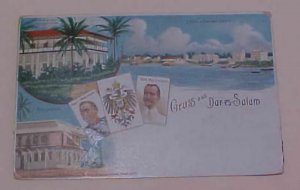 GERMAN EAST AFRICA POSTAL CARD BLUE DAR ES SALAAM 1908 also SA ADANI