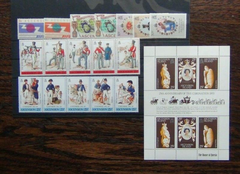 Ascension 1965 1987 Uniforms Coronation ITU World Cup Royal Wedding sets MNH   