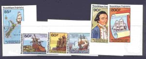 Togo 1016-7, C371-4 imperf MNH Captain Cook, Map, Ship