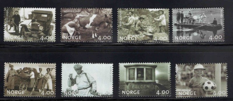 Norway Scott 1228-1235 MNH** 1999 Picture set margin tihn on top value CV$14 set