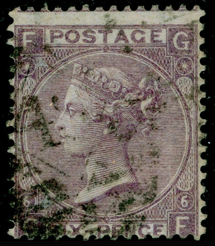 SG97, 6d lilac plate 6, USED. Cat £250. GF