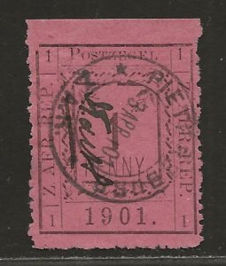 TRANSVAAL SC# 196 (SG#25c)   NO LINE ABOVE LR '1'   F/CTO