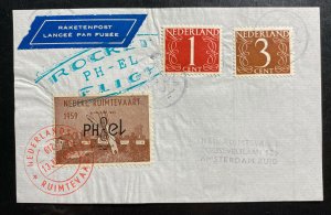 1959 Netherlands Front Rocket Mail Airmail Cover to Amsterdam Etten-Leur PH-EL