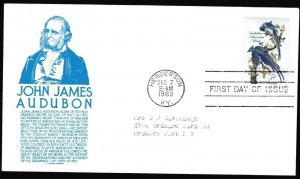 1241 5c John James Audubon FDC Anderson blue cachet Dec 7, 1963