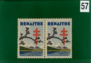 FRANCE Anti-Tuberculosis CHARITY Stamps Mint MNH Pair DISEASE MEDECINE 2WHITE57