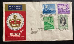 1953 Port Louis Mauritius Cover FDC To London UK Queen Elizabeth II Coronation B