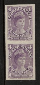 Newfoundland #84a Extra Fine Mint Imperf Pair No Gum