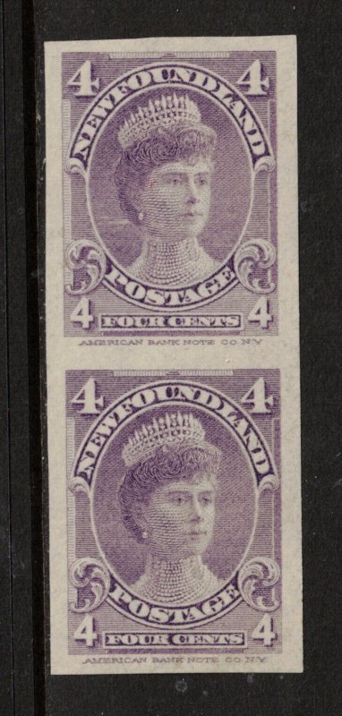 Newfoundland #84a Extra Fine Mint Imperf Pair No Gum