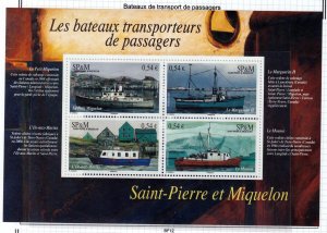 SPM ,  St. Pierre et Miquelon 2007 - Passenger Boats - MNH S/Sheet  # 850