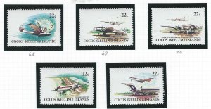 Cocos Islands airplanes mnh  s.c.# 68-72