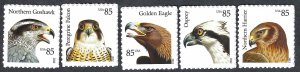 United States #4608-12 85¢ Birds of Prey (2012). Five singles. MNH