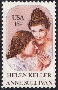 SC#1824 15¢ H. Keller/A. Sullivan Single (1980) MNH