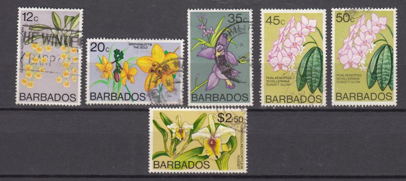 J26622 JLstamps various 1974-7  barbados better used #403//409 flowers
