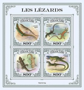 Togo 2021 MNH Lizards Stamps Sand Green Lizard Geckos Reptiles 4v M/S