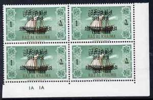 Ras Al Khaima 1965 Ships 1r with Abraham Lincoln overprin...