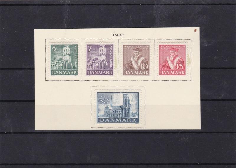 denmark 1936 mounted mint  stamps set cat £23  ref 7629