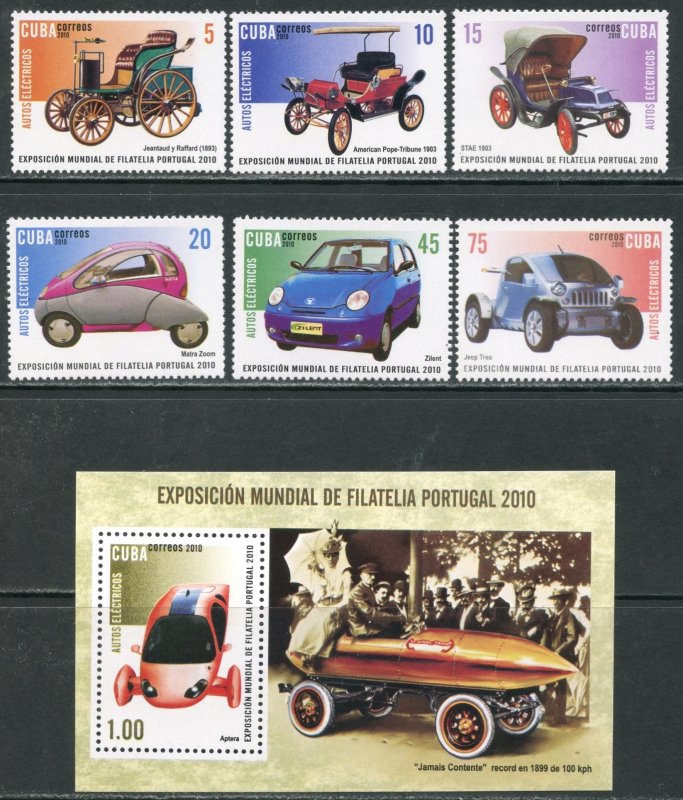 CUBA Sc#5159-5165 2010 Electric Automobiles Set & S/S OG Mint NH