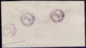 USA 1912 Springfield Mass 10c Registered Mail Return Receipt Stamp Cover 88130