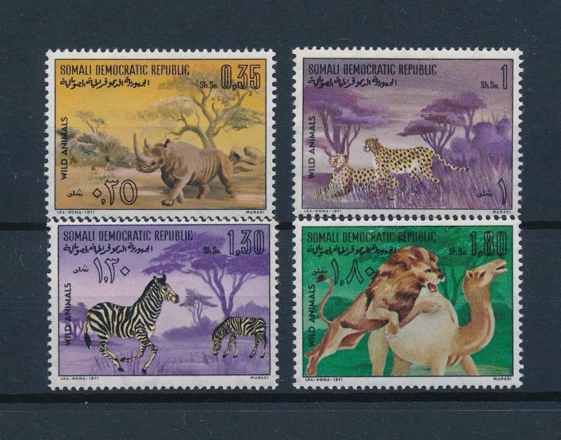 [60201] Somalia 1971 Wild animals Rhino Leopard Lion MLH