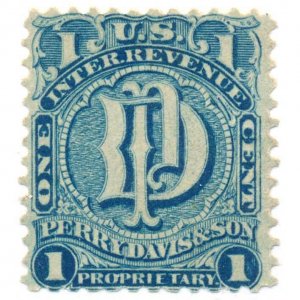 U.S. Internal Revenue 1c RS75a Perry Davis & Son., 1c Blue