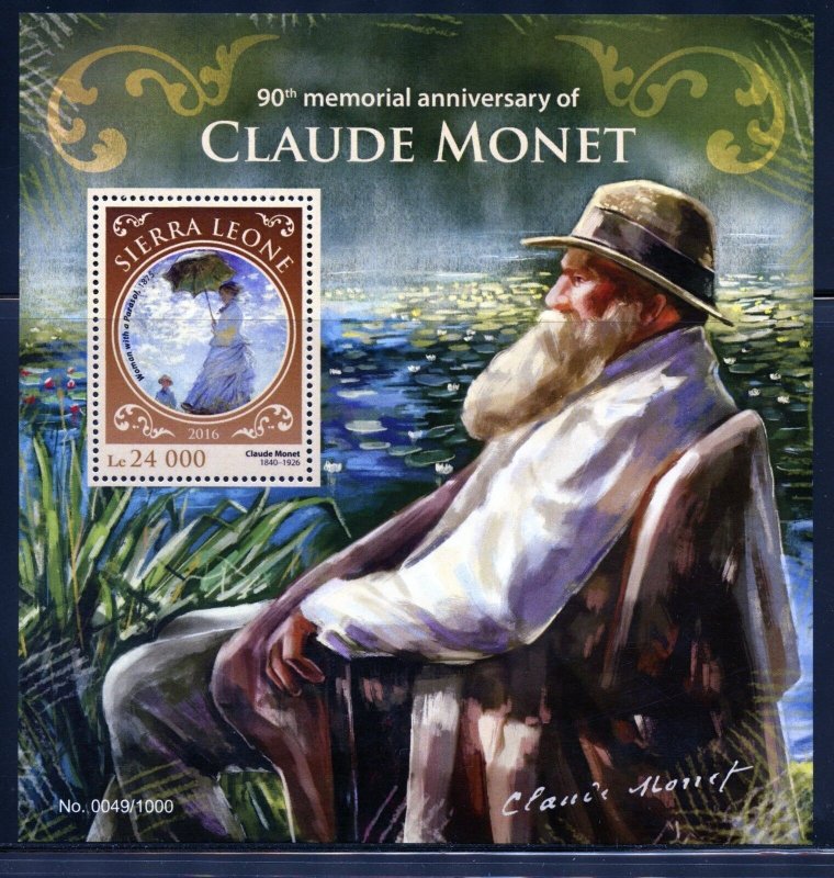 SIERRA LEONE  2016 90th MEMORIAL OF CLAUDE MONET  SOUVENIR SHEET MINT NH