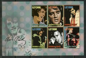 SIERRA LEONE  25th MEMORIAL ANNIVERSARY ELVIS PRESLEY SHEET OF SIX   MINT NH