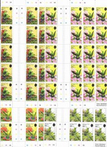 Virgin Is. 422-5 MNH cpl. set Birds x 20, w/gutter pairs, vf. 2022 CV $110.00