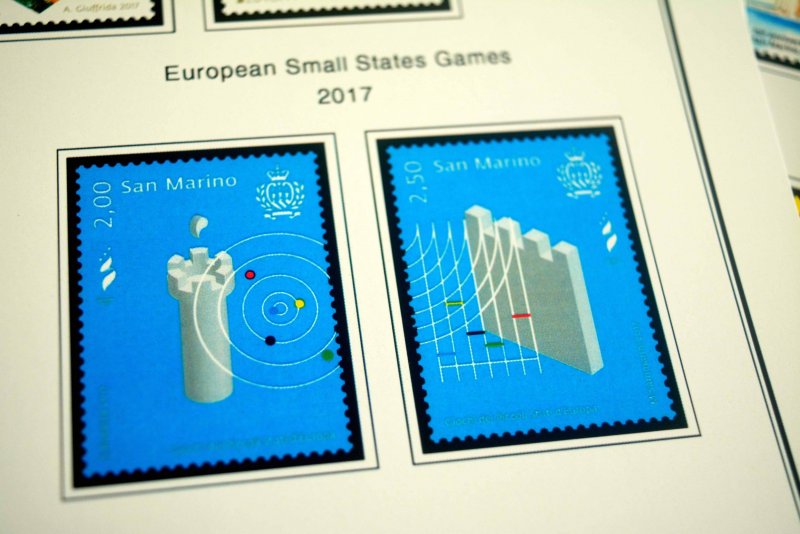 COLOR PRINTED SAN MARINO 2011-2020 STAMP ALBUM PAGES (58 illustrated pages)