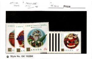 Canada, Postage Stamp, #1452-1455 Mint NH, 1992 Christmas Santa (AC)