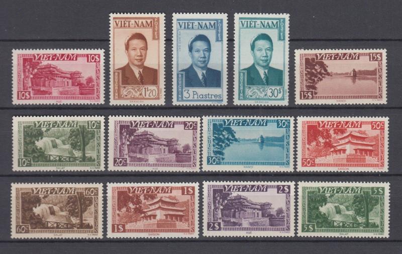 Vietnam 1951 Full Set Bao Dai Sc#1/13 MNH Luxe High C.V. $300 White Shiny Gum