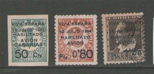 Spain 1936 Civil War O/Prints Canary Islands Air mail 1-3 MNH/FU