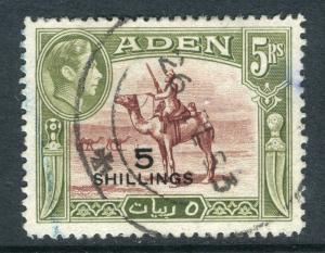 ADEN;  1951 early GVI surcharged issue fine used 5s. value, Shade