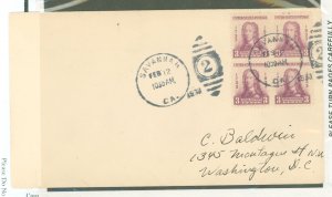 US 726 1933 General Oglethorpe block of 4 on an addressed, uncacheted FDC