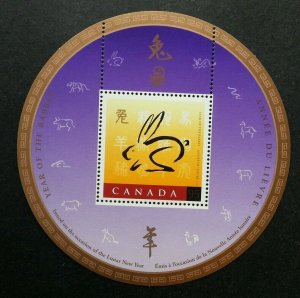 Canada Year Of The Rabbit 1999 Chinese Zodiac Lunar (ms) MNH *odd *unusual