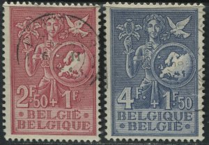Belgium Semi-Postals 2F +1F and 4F +1F50 used