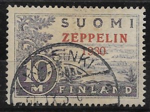 Finland Finnland Finlande 1930 Zeppelin overprint very fine cancelled stamp