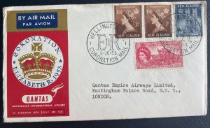 1953 Wellington New Zealand First Day Cover FDC To England Queen Elizabeth II