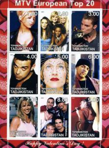 Tajikistan 2001 MTV European Top 20 Sheet Perforated Mint (NH)