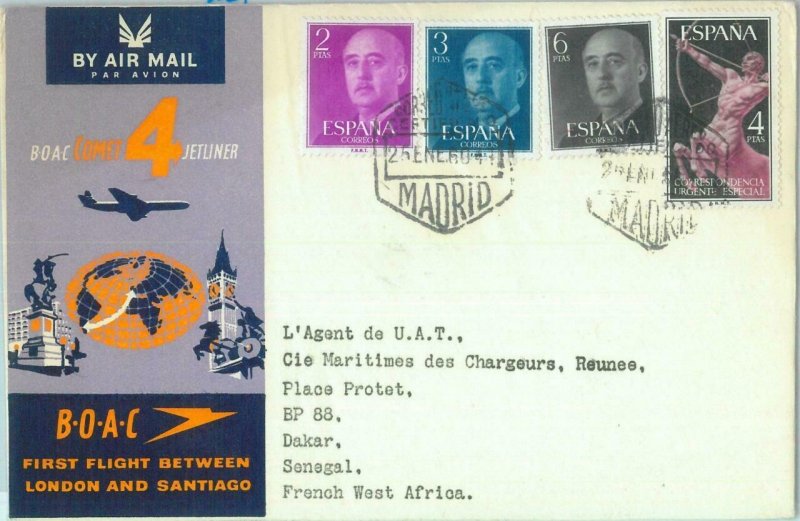 87374 - SPAIN - Postal History - FIRST FLIGHT:  BOAC London - Santiago 1960