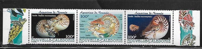 NEW CALEDONIA, 872, MNH, STRIP, NOUMEA AQUARIUM